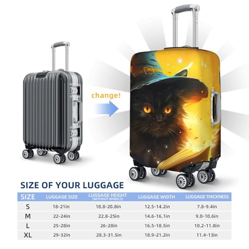 Halloween Blue Witch Hat Black Cat Travel Luggage Covers - Elasticity Suitcase Covers Protector for Luggage 18-32 Inch2