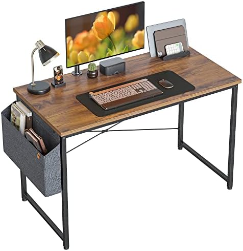 Cubiker Computer Desk 47 inch Home Office Writing Study Desk, Modern Simple Style Laptop Table with Storage Bag, Deep Brown