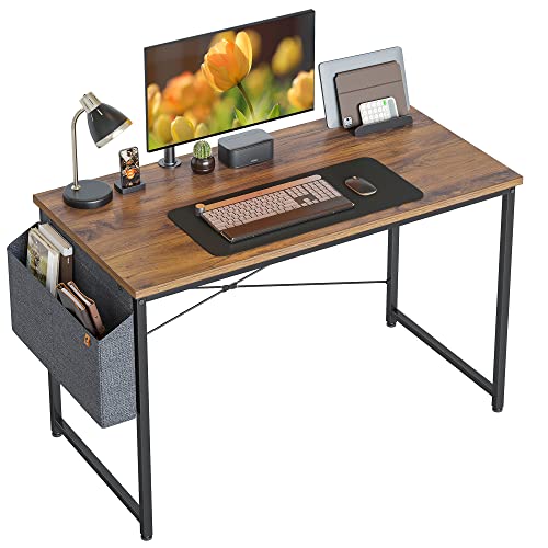 Image of Cubiker Computer Desk, Home Office Writing Study Desk, Modern Simple Style Laptop Table with Storage Bag (31.8, Dark Rustic)