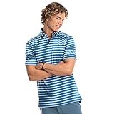 Ryder Greer Striped Performance Polo Shirt- FINAL SALE Heather Blue Sapphire / XL