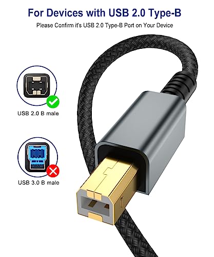 15FT USB Printer Cable - High Speed Type A Male to B Male Scanner Cord Compatible with HP, Canon, Epson, Dell, Brother, Lexmark, Xerox, Samsung & Piano, DAC