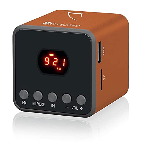 Sytech Altavoz Bluetooth metalico, Radio, USB, Micro-SD, Recargable, m-Libre, Naranja