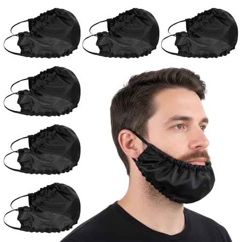 Quilax 6Pcs Beard Bonnet for Men Adjustable Beard Bib Beards Nets for Food Service Father Dad Xmas Gift