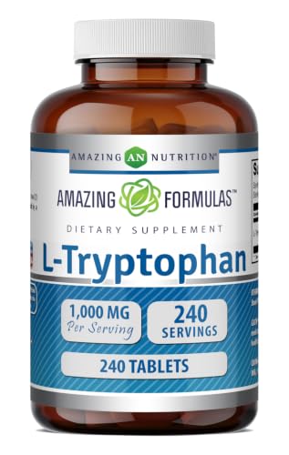 Amazing Formulas L-Tryptophan 1000mg Tablets Supplement | Non-GMO | Gluten Free | Made in USA (240 Count)
