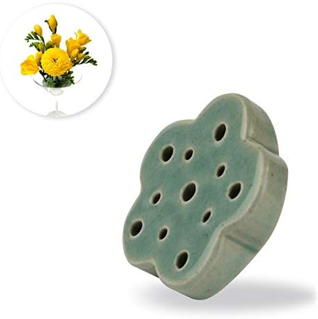 CLAYFLAG - Flower Frog, Handmade Floral Arrangement Ceramic Holder, Eco-Friendly Frogs for Flower Arranging(2.76") (Green)