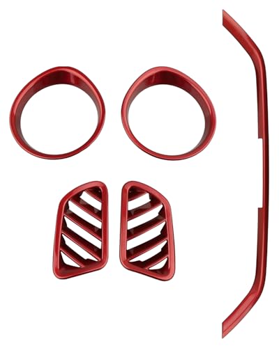 Interior Dashboard A/C Panel Trim Cover Fit for Kia Forte 2019-2024 Dashboard Left Right Air Vent Outlet Trim Center Console Airconditioning Decor Frame Accessories (red)