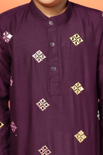 Image of Fashion Dream Boys Cotton Blend Geometric Kurta Payjama Set| Ethnic Set