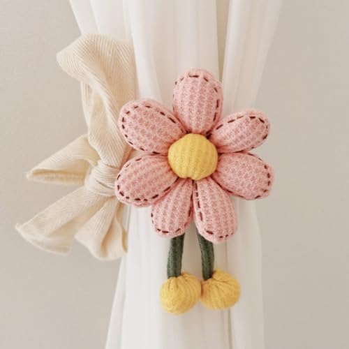 Alzapaños de cortinas para el hogar: dale vida a tu sala de estar con tela de flores rosa 2