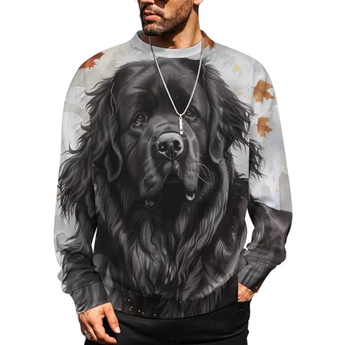 Mens Fall Dog Crewneck Sweater Mens Crew Neck Sweaters Long Sleeve Funny Men's Pullover