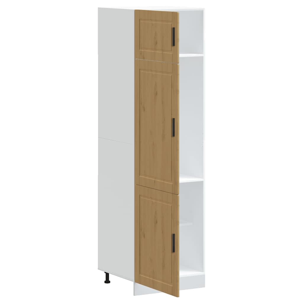 Porto Artisan - Mobile da cucina in legno di quercia Artisan, 60 x 57 x 207 cm, autoportante, con piedini regolabili, molto spazio per dispensa e sala da pranzo, ideale come credenza o credenza