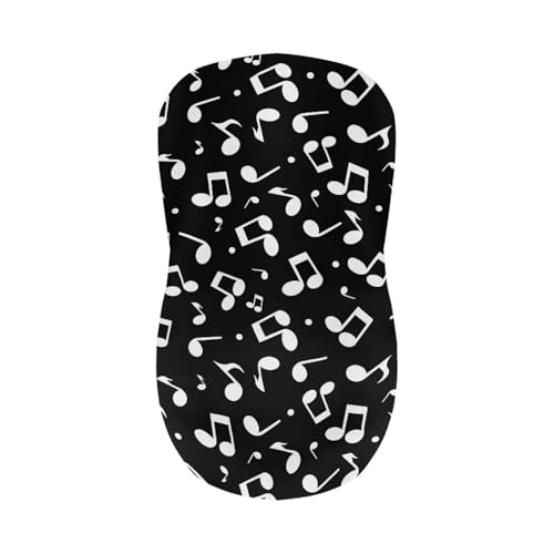 Image of Bar Stool Covers with Backs Dining Room Square Swivel Barstool Chair Seat Set of 2 Music Note Black Non-Slip Counter Height Chair Covers