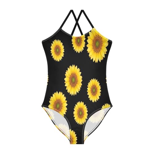 Kids Swim Suits 3-10 Y Beach Apparel, Yellow Sunflowers Petals