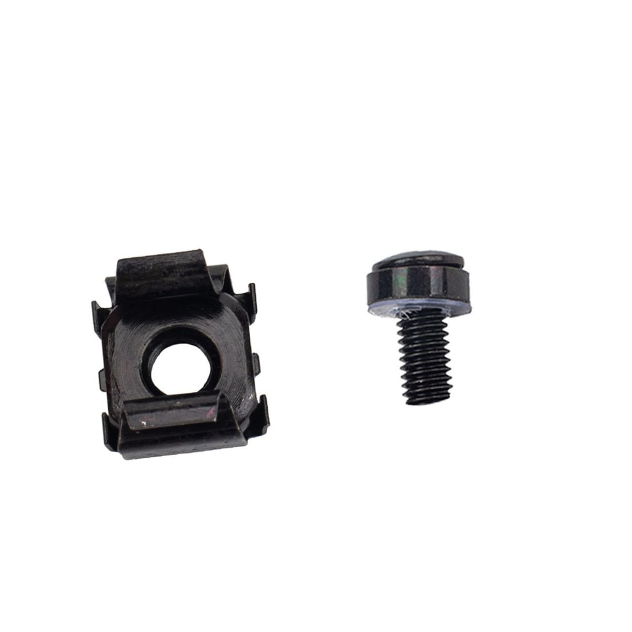 SHINEOFI Kit de Vis de Montage en Rack M6, Écrous Cage, Acier Carbone Noir