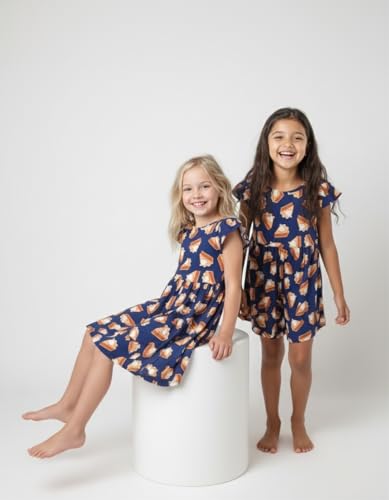 Image of Unique Baby Girls' Short Sleeve Everyday Printed Dresses for Kid and Toddler, Sizes 2T-12Y
