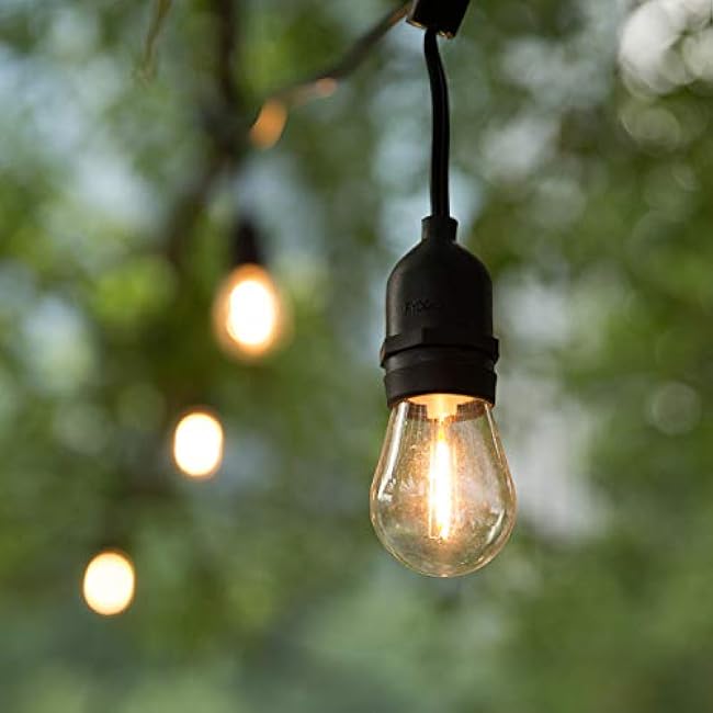 BORT LED S14 Replacement Light Bulbs, Shatterproof Outdoor String Light Bulbs, 1 Watt to Replace 11Watts Incandescent Bulb, E26 Regular Medium Screw Base, 2200K Warm White, Non-Dimmable (25 Pack)