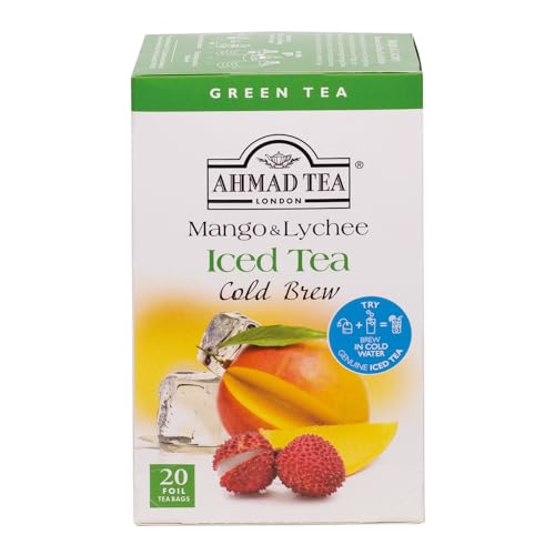 Ahmad Tea Green Tea, Cold Brew Mango and Lychee Teabags,