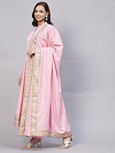 Image of ANNI DESIGNER Women Cotton Blend Solid Kurta With Pant & Dupatta