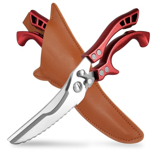 La Mejor Recopilación de Tijeras para aves que puedes comprar esta semana. 50 ANDONG - Tijeras de cocina resistentes para aves de corral de acero inoxidable, resistente profesional, color rojo