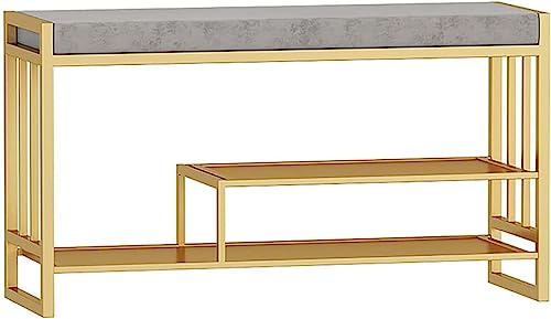 Banc à chaussures structure en métal au design épuré pour salon moderne