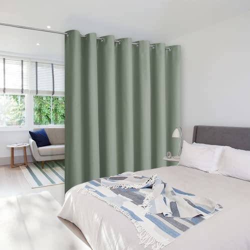 NICETOWN Room Divider Curtain Screen Partition, Vertical Blind for Sling Door, Blackout Window Curtain, Privacy Blind for Patio, Extra Wide Drape (Greyish Green, Single Panel, 8.3ft Wide x 8