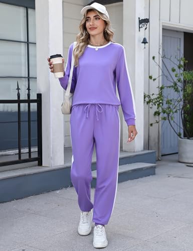 Image of Marvmys Women Long Sleeve Tracksuits Fashion 2 Piece Lounge Set Travel Outfits Jogger Set