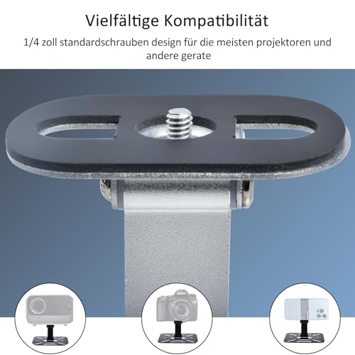 Kleiner Desktop Projektor Halterung, mit 1/4 Zoll Schraubschnittstelle Projektorhalter, Multifunktional Desktop Projector Stand, Multifunktionaler Beamer Halterung, Mini Beamer Ständer (Silbrig)