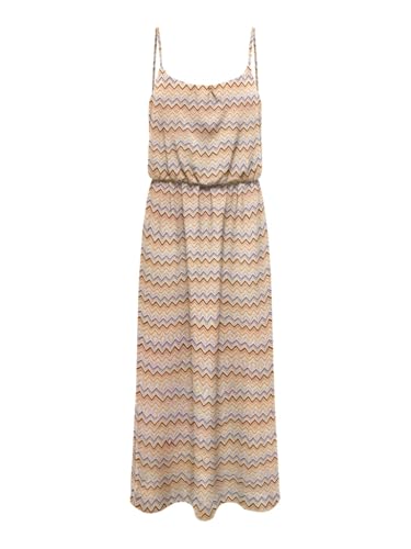 ONLY Damen Viskose Maxi Träger-Kleid Onlnova Life Strap mit Zick-Zack-Muster 15222217 Copper Tan 610 Bali Zigzag 40