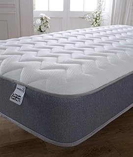 Starlight Beds  Small Single Mattress. 7.5 Inch Deep Sprung Small Single Memory Fibre Mattress with a Zig Zag Design Cool Touch Top Panel and Grey Border (2ft6 x 6ft3)