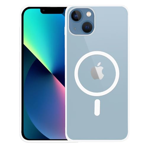 Image of amazon basics Luxury Paper Thin Case Cover for iPhone 13 / iPhone 14 5G | Matte Finish | Compatible with magsafe | (White, iPhone 13 / iPhone 14 5G)