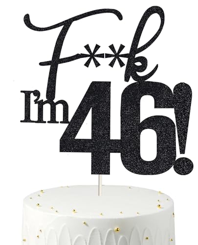 Décoration gâteau 46 ans - Paillettes noires, drôle pour hommes et femmes