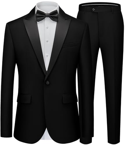 WEEN CHARM Mens Suits 2 Piece Slim Fit One-Button Wedding Tuxedo Suit Set | Notched Lapel Elegant Blazer Trousers Classic Fit Formal Wear Dress Suits for Prom Business Graduation Back to Scho product thumbnail 19