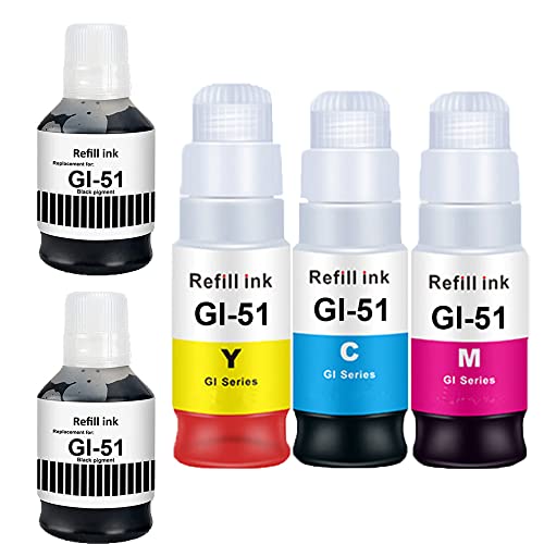 Molabel Compatible 5Ink Cartridge GI-51 GI-51set (2bk 1cl) Replacement for Canon PIXMA G/1520/2520/3520/2560/3560 Cover