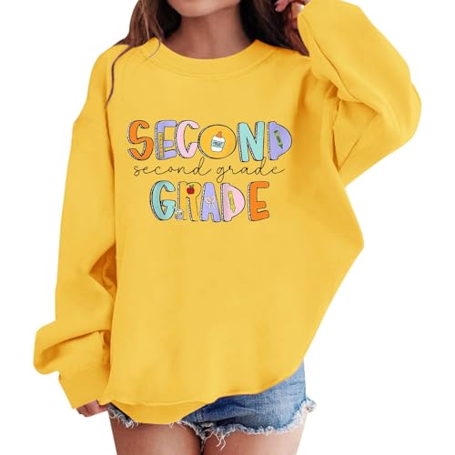 Girls Sweatshirt Back to School Outfits Oversized Long Sleeve Crewneck Loose Pullover Childrens First Day of School Tops