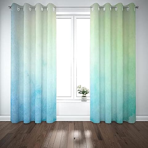 Gesmatic Bathroom Window Curtains Abstract Blue Green Watercolor Decorative Window Curtains 42X63 Inch 2 Panels Window Curtain Set Cover
