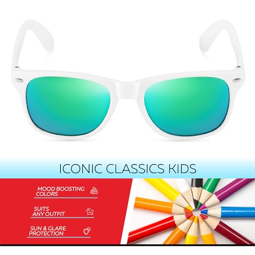 Image of Retro Rewind Kids Sunglasses for Boys Girls Age 3-12 - Shatterproof UV400 Toddler Children Sun Glasses