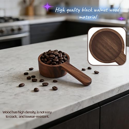 Black Walnut Wood Coffee Scoop, Measuring Spoon for Coffee Beans, Tea, Flour and Oats, Natural Texture, 3.86 Inch - Image 6