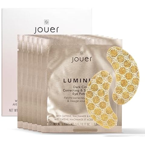 Jouer Luminize Dark Circle Correcting & Smoothing Eye Patches, Caffeine Eye Patches for Dark Circles and Puffiness, Under Eye Mask Patches for Wrinkles Cover