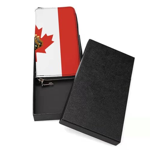 Canada Maple Syrup Canadian Flag Women's Leather Clutch Wallet with Zip Card Holder Hand Strap Large Capacity3