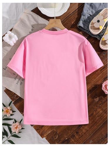 OYOANGLE Girl's 3D Floral Short Sleeve Tee Shirts Crew Neck Cute Summer Top2