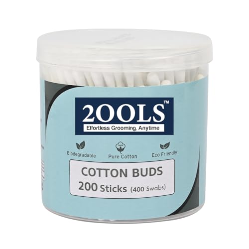 Image of Cotton Buds, Gentle Cotton Swabs for Personal Hygiene and Beauty - 200 Sticks (400 Swabs)