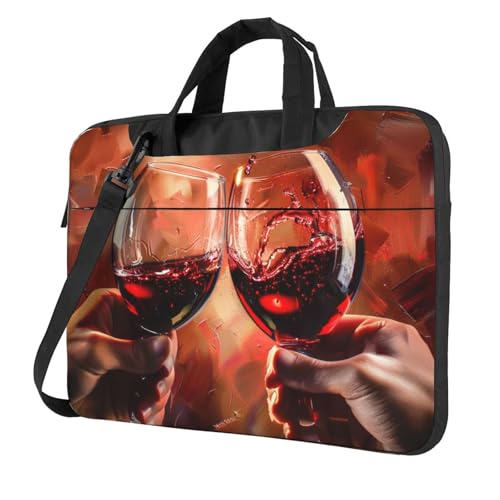 JCVOTREL Red Wine Glass Printed Laptop Tote Bag Travel Business Computer Bag Work Bag for Men Women, black, 13 inch