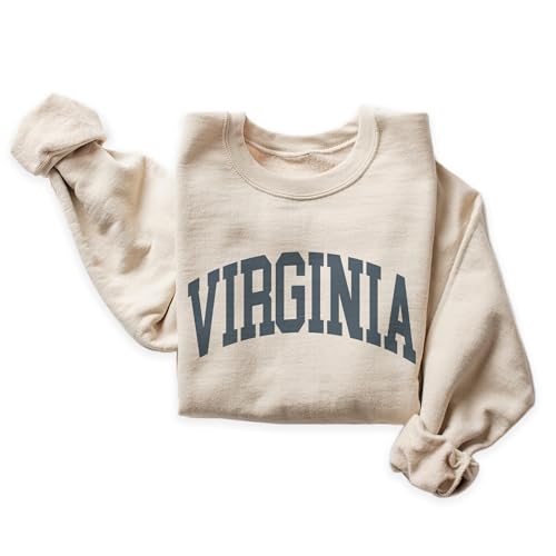 Virginia Sweatshirt - Virginia VA Pullover - Faded Vintage Athletic Aesthetic Varsity Style - Trendy State Travel Gift For Him or Her - Unisex Crewneck Sweatshirt