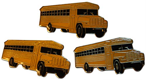 3-Piece School Bus Yellow Union Driver Lapel Pin or Hat Pin & Tie Tack Set with Clutch Back by Novel Merk