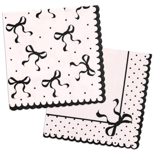 xo, Fetti Ivory + Black Bow Napkins — 24 pieces