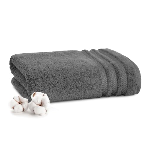 Image of MYTRIDENT Towels for Bath Large Size | Finesse Collection, 1 Piece Bath Towel | 75 cm x 150 cm | 625 GSM, Zero-Twist, Luxuriously Soft, 100% Cotton, Charcoal