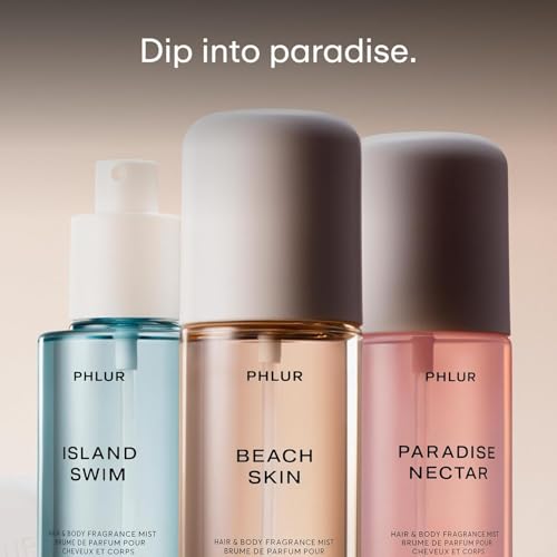 Image of PHLUR Island Escape Body Mist Set, 3oz Each - Hair and Body Perfume Gift Set Includes Beach Skin, Island Swim and Paradise Nectar Body Spray