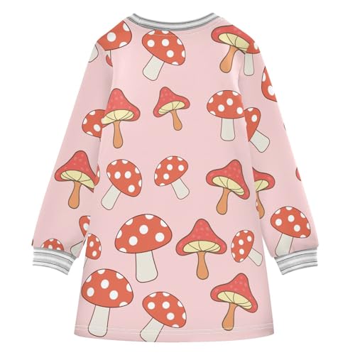 Mushroom Red Girls Dresses Long Sleeve Sweatshirt Dress for Girls Winter Toddler Casual A Line Dresses Size 2-8T2