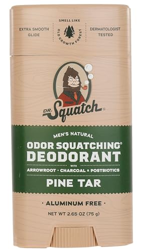 Dr. Squatch Natural Deodorant for Men – Odor-Squatching Men's Deodorant Aluminum Free - Pine Tar...