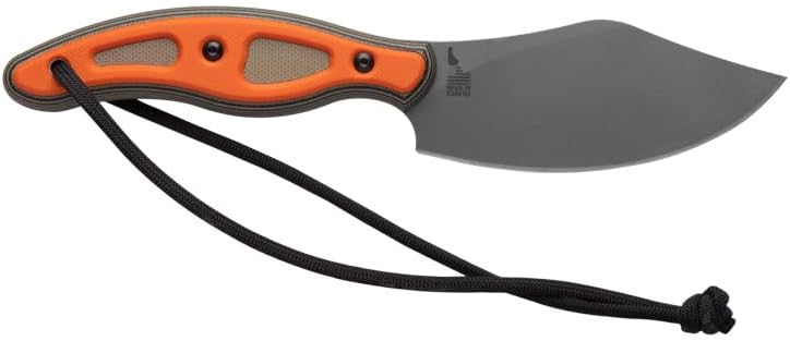 Tops Knives Field Dog Full Tang Fixed Blade- Tumble Finish- Black Leather Sheath w/Belt Loop (Tan/Black G10 w/Orange G10 Insert)