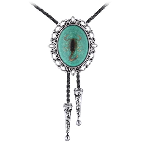 Image of Jeilwiy Bolo Tie for Men Real Stone Westwern Cowboy Ties Silver Bolos Women Leather Necktie Gift for Birthday Christmas